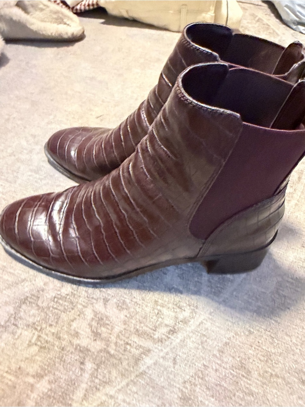 J. Crew Dark Brown Croc-Embossed Chelsea Heeled Boots - Picture 5 of 9
